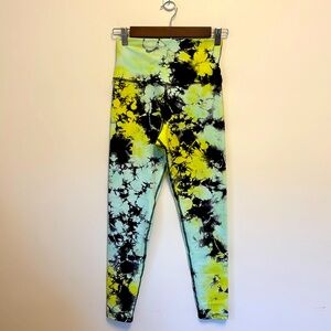 ELECTRIC & ROSE WOMENS TIE DYE HIGH WAIST LEGGINGS MINT BLUE GREEN SIZE SMALL